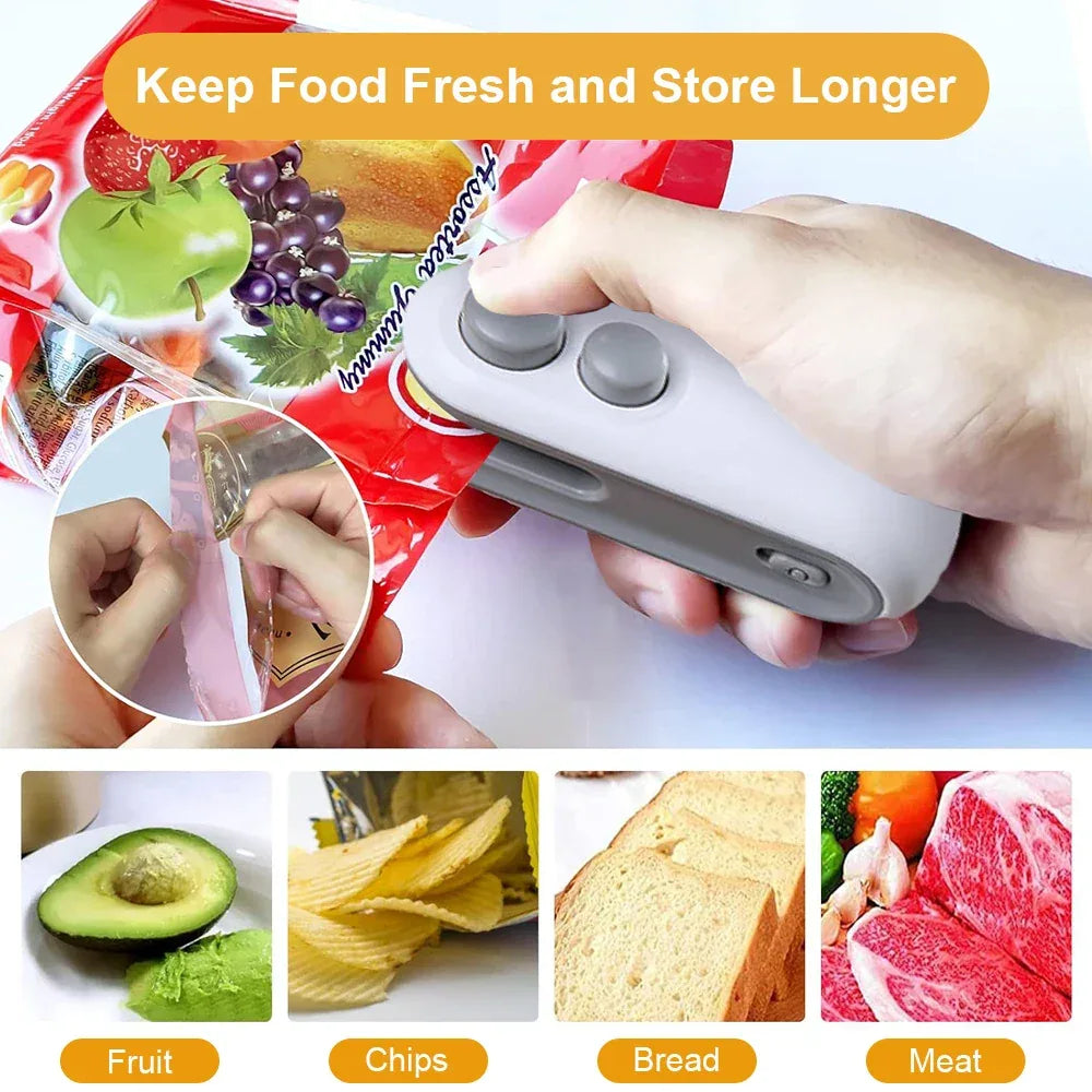 Mini Heat Bag Sealing Machine Package Bags Sealer Thermal Plastic Food Bag Closure Portable Sealer Food Packaging Heat Sealer