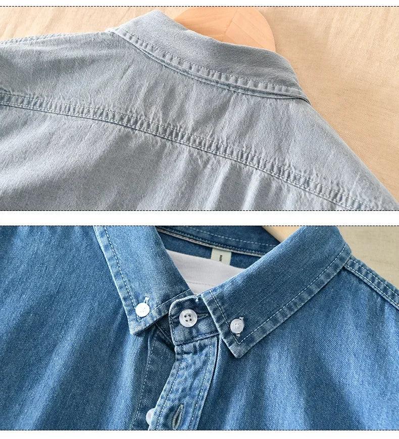 Autumn New Men's Denim Shirt Cotton Classic Style Fashion Trendy Loose Denim Long Sleeve Shirt 3 Colors Brand Clothing Male