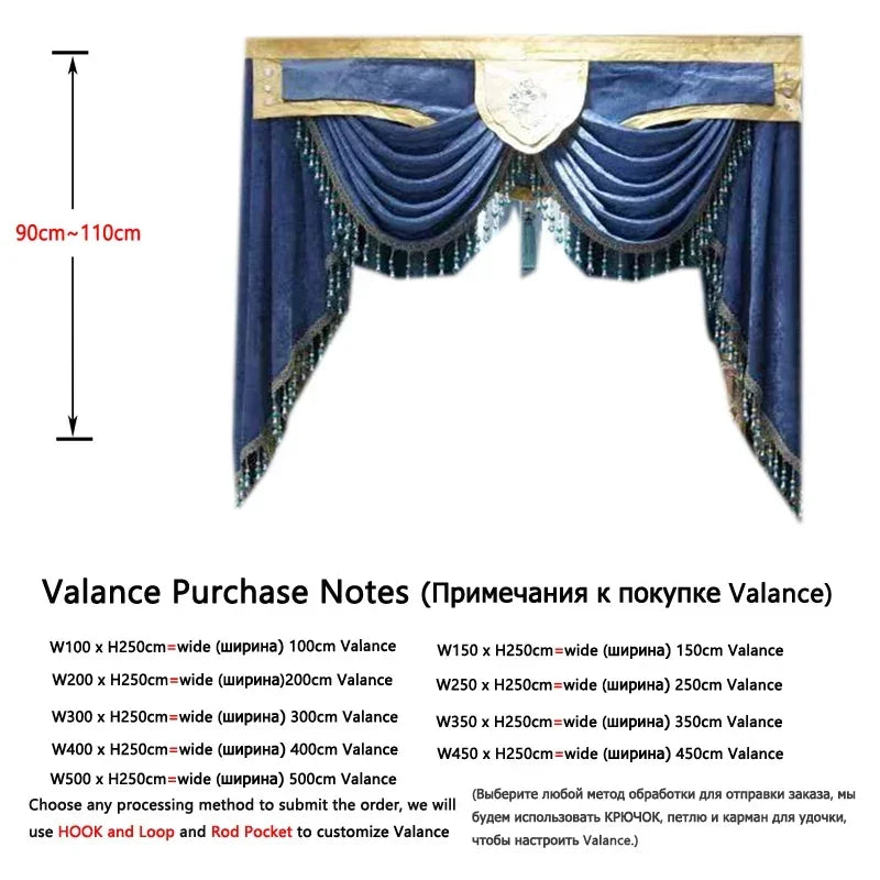 Europe Luxury Style Embroidery Chenille Blackout Curtain High Quality Decoration Living Room Dining Room Bedroom Valance Curtain