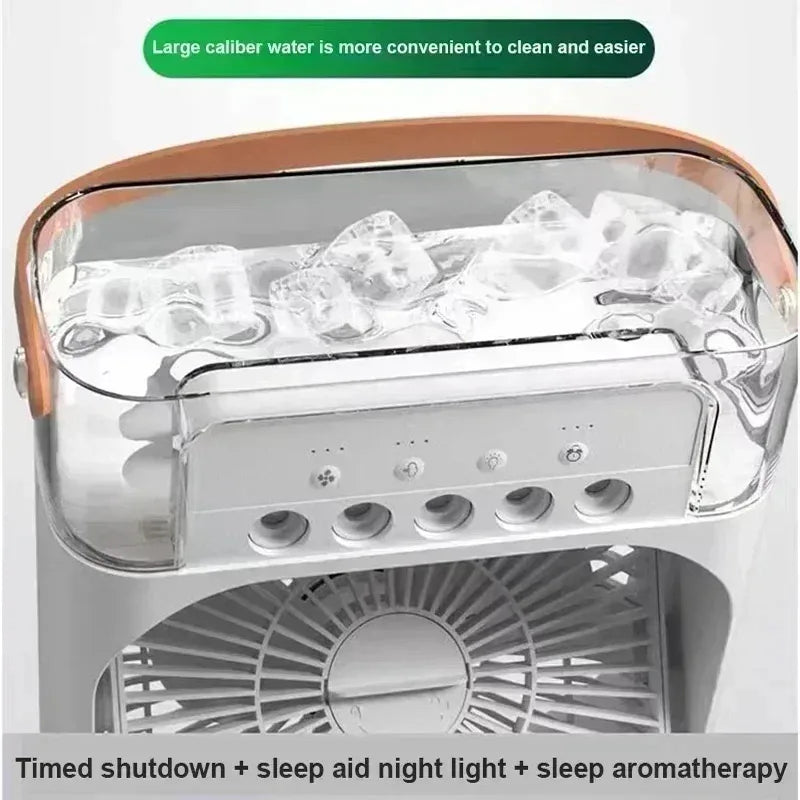 500mL Tank Portable Evaporative Air Cooler - Doubles As Fan, Humidifier; Quiet Mist Spray for Home, Room, Camping, Car, Office