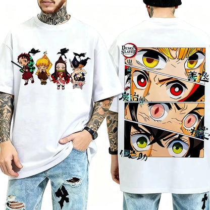 Demon Slayer Anime Character Eyes Printed T-shirt Men's and Women's T-shirt Men's Top Sports T-shirt 2026 Summer New