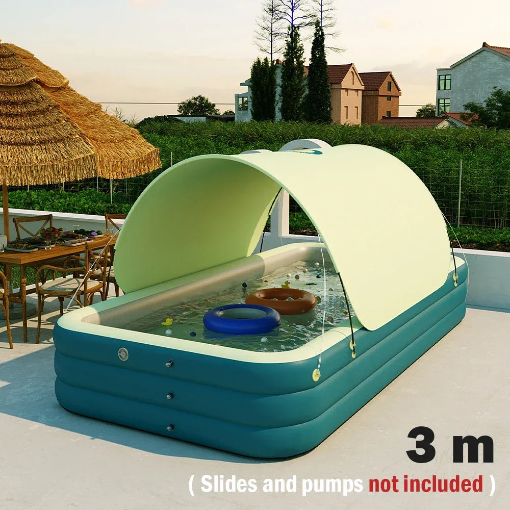 2/3M Large Swimming Pool Family Outdoor Party Pools Children's Inflatable Swimming Pool Sun Shade Folding Pool for Kids Baby Toy