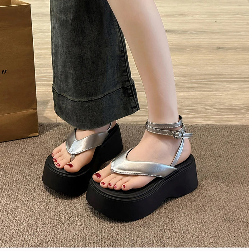 Summer Women Platform Wedges Heel Sandals Fashion Clip Toe Ladies Elegant Party Dress Gladiator Sandalias