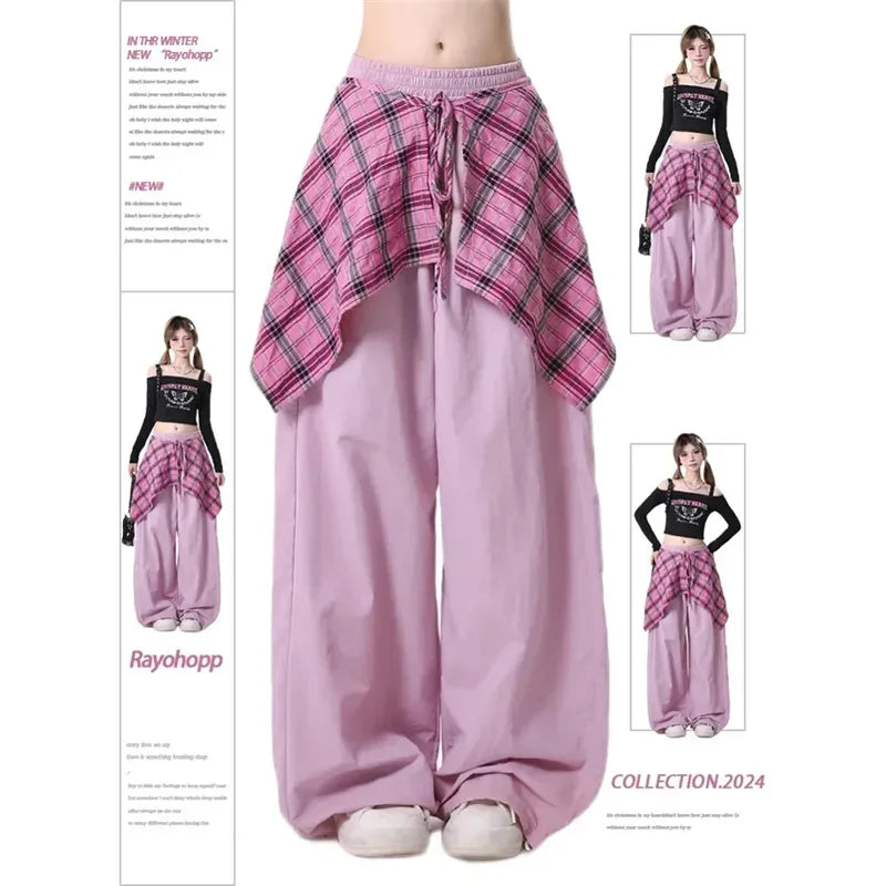 2025 Harajuku Fashion Hip-pop Sweatpants Women Y2K Gothic Sweet Long Wide Leg Pants Korea Chic High Waist Loose Dance Trousers