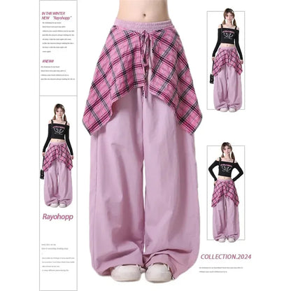 2025 Harajuku Fashion Hip-pop Sweatpants Women Y2K Gothic Sweet Long Wide Leg Pants Korea Chic High Waist Loose Dance Trousers