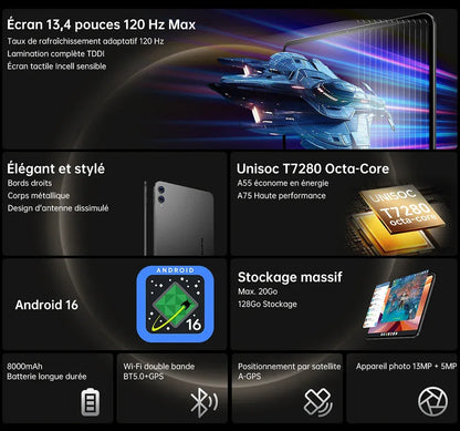 【New】2025 Teclast T65 13.4 Inch Android 16 Tablet 1920X1200 120Hz T7280 8-Core 20Gb Ram (8Gb+12Gb Expansion) 128Gb Rom 4g
