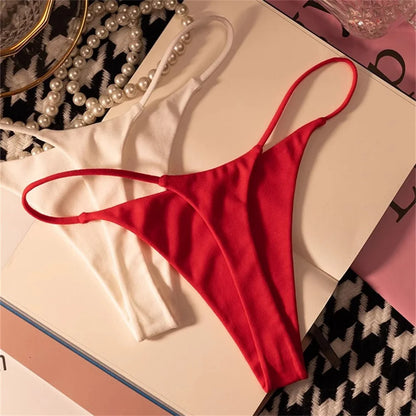 Sexy Seamless Women's Cotton Thong Underwear One Line New Year 2025 Fitness G-string Plus Size Lingerie