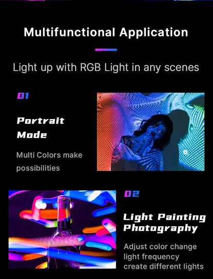 Ulanzi VL49 RGB Video Lights Mini LED Camera Light 2000mAh Rechargable LED Panel Lamp Photo Video Lighting for Youtube Tik tok