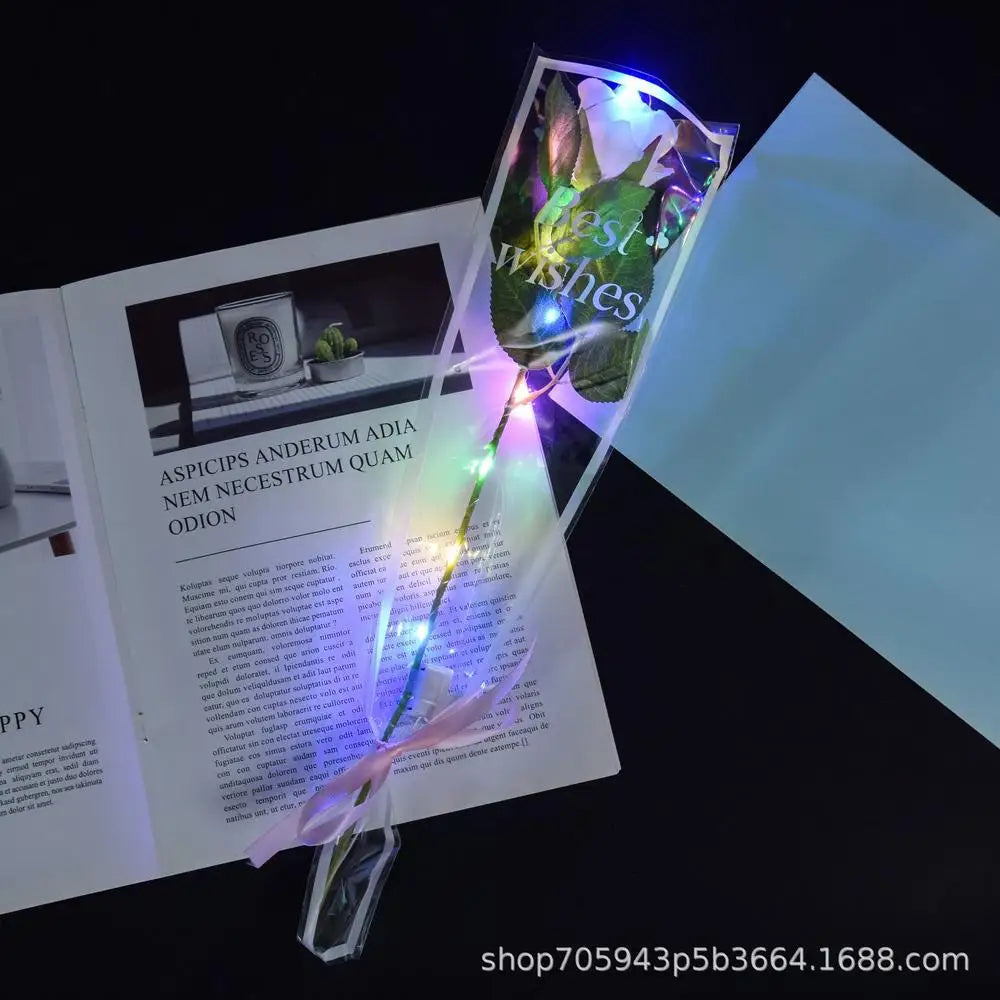 Glowing Rose Artifical Fake Flowers Valentine'S Day Mother'S Day Gift Anniversary Wedding Lover Lighting Roses Party Supplies
