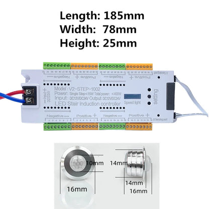 PIR Motion Sensor Stair LED Strip 12V SMD 5050 White / Warm White Lamp Tape Light 32 Ways Staircase Controller Step LED Ribbon