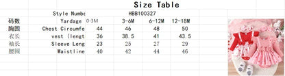 2PCS  Spring And Autumn New Style For Girls 0-1 Years Old Sweet And Comfortable Pit Strip Long-Sleeved False Straps Hat Dress