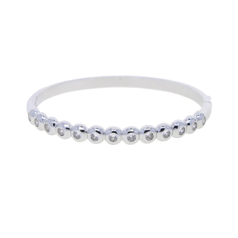 New Arried Geometric Fashion Women Jewelry Set Gold Color Round Ball Bezel Set CZ Bracelet Bangle Rings