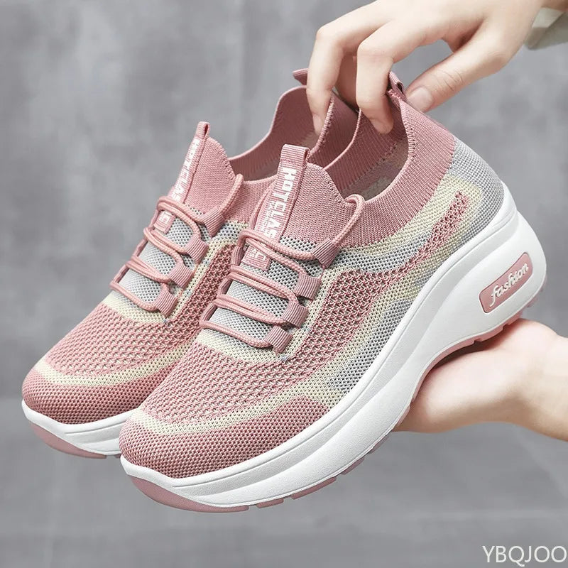 Spring Autumn New Women breathable Thick Bottom women sneakers Casual Comfortable Shoes Lace up Fashionable Versatile shoes
