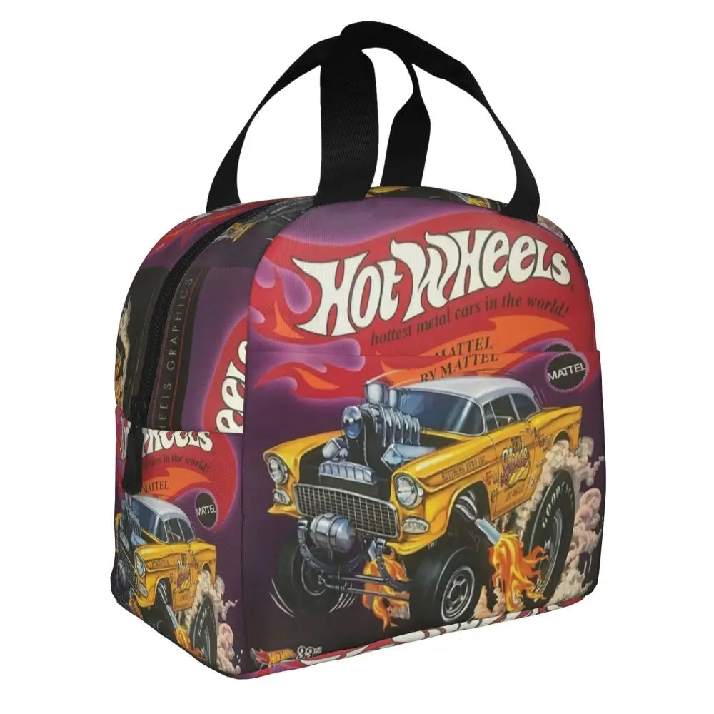 Custom Hot Wheels For Fans Thermal Insulated Lunch Bag Cartoon Sport Car Portable Lunch Container Travel Multifunction Food Box