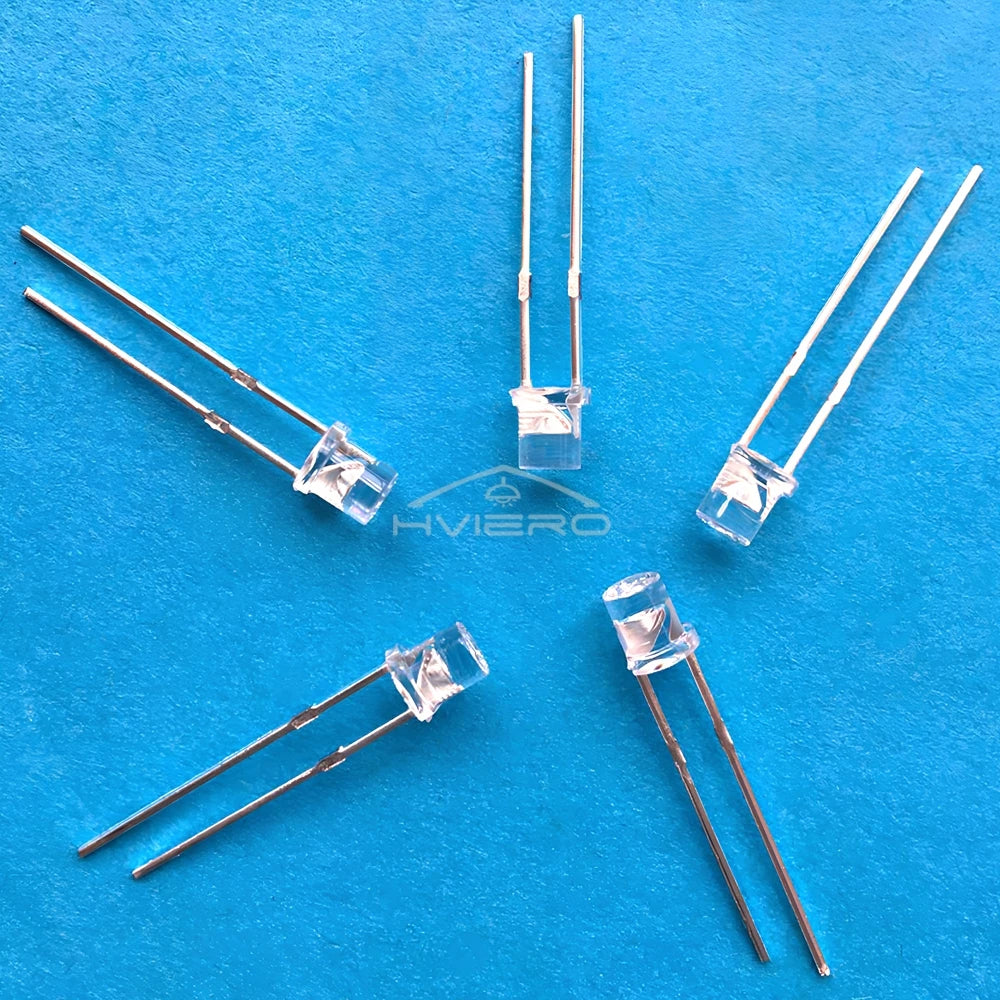100pcs F3 3mm Flat Led Ultra Bright Diodes Wide Angle Light Emitting Bulbs Signage Decoration Advertising Lamp Ambient Building