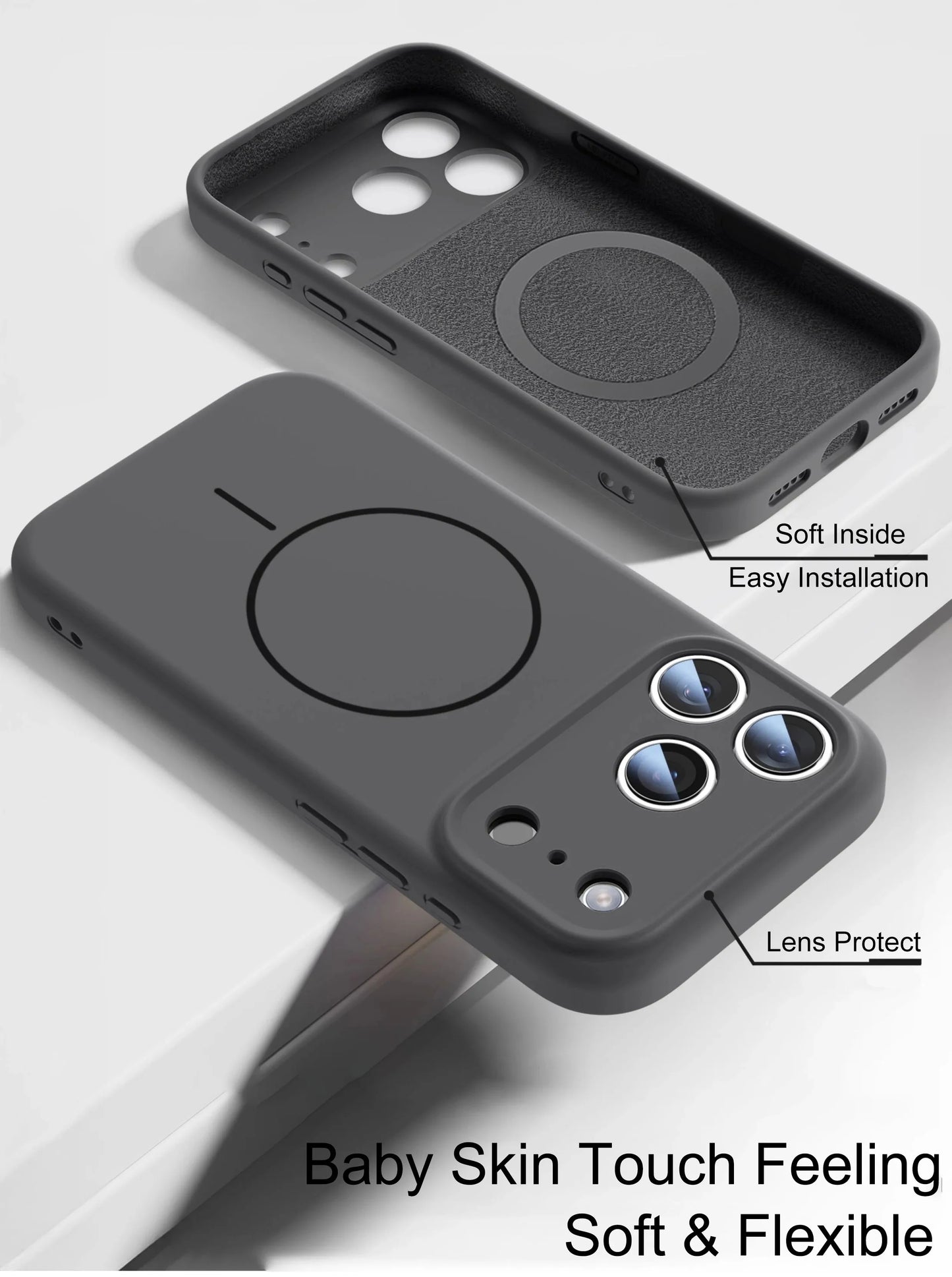 Magnetic Original Liquid Silicone For Magsafe Phone Case For iPhone 17 16 15 14 13 12 Pro Max 16 Plus 17Air Skin Feel Soft Cover