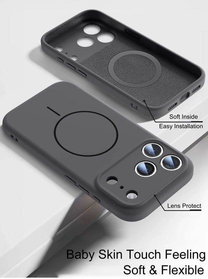 Magnetic Original Liquid Silicone For Magsafe Phone Case For iPhone 17 16 15 14 13 12 Pro Max 16 Plus 17Air Skin Feel Soft Cover