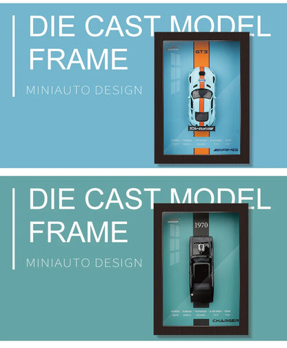 1:32 3D Photo Frame Wall Hanging Paintings Alloy Metal Diecast Model Car Home Trend Toy Decorations Display Valentine's Day Gift