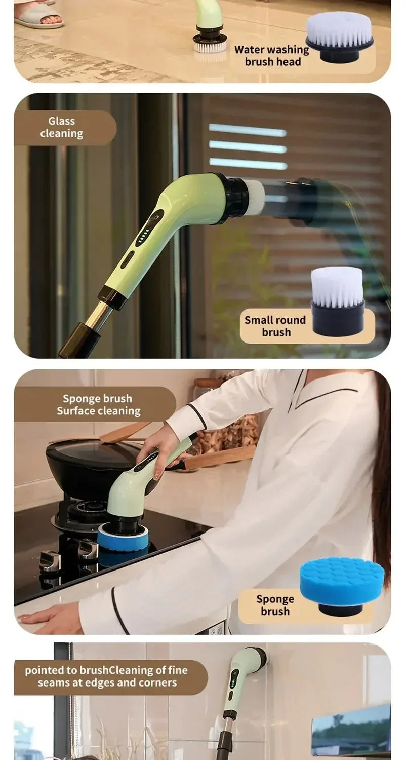 Cordless Multifunctional Electric Cleaning Brush - Spin Scrubber Portable Toilet Mop for Kitchen & Bathroom