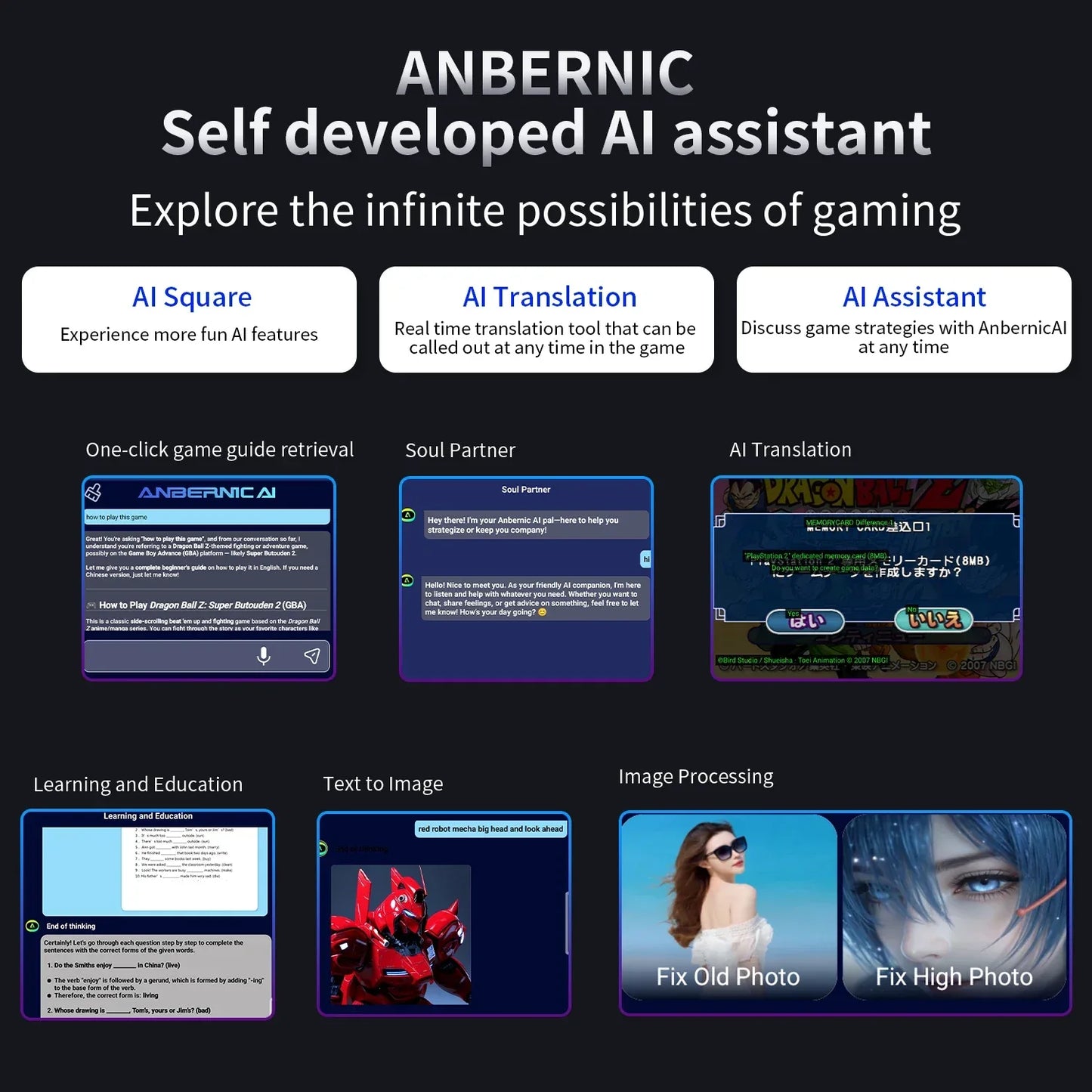 ANBERNIC RG 477M Retro Handheld Game Console 4.7" LTPS In-Cell Screen Android Video Game Player Dimensity 8300 AI Assistant FOTA