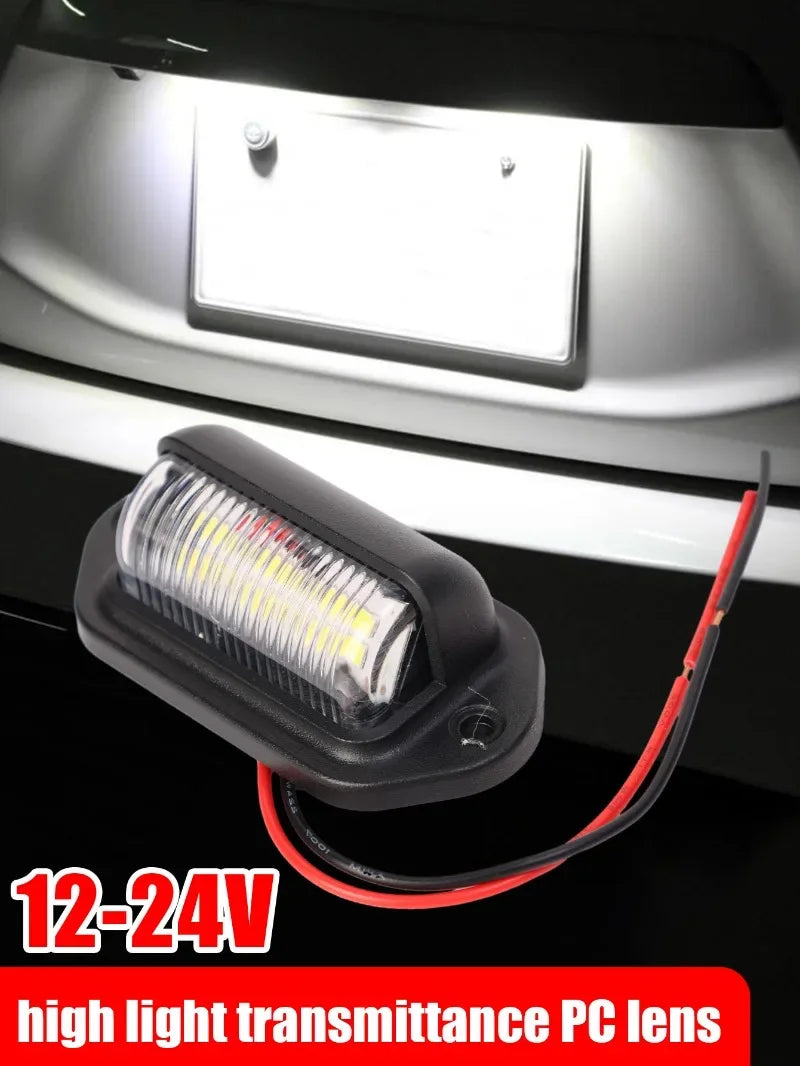 6 LED Universal Car License Light for SUV Truck Trailer Van Tag Step Lamp White Bulbs Car License Plate Lights Car Accessories