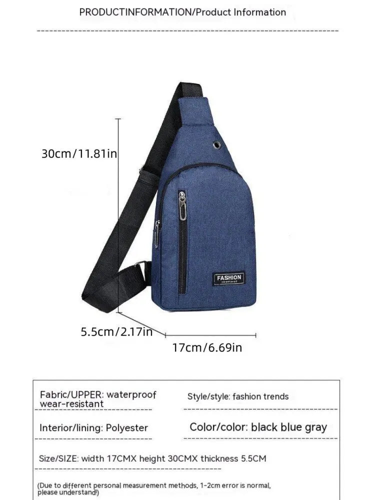2023 New Chest Bag Fashion New Solid Color Men Chest Bag Outdoor Casual Fashion One Shoulder Crossbody Bag