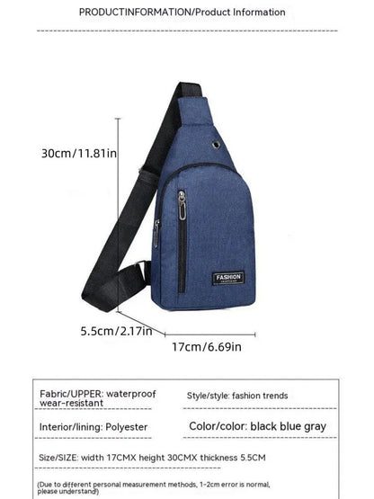 2023 New Chest Bag Fashion New Solid Color Men Chest Bag Outdoor Casual Fashion One Shoulder Crossbody Bag