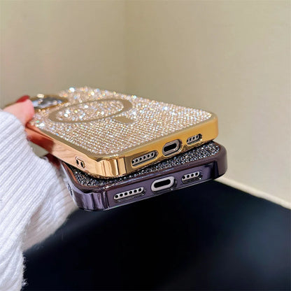 Luxury Diamond For Magsafe Case for iPhone 15 16 17 Pro Max Plus Bling Shinny Magnetic Cover for iPhone 11 12 13 14 Pro Max