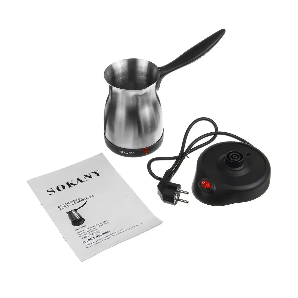220V 800W Portable Electric Coffee Maker Turkish Greek Coffee Machine Stainless Steel Separated Home Office Espresso  Moka Pot