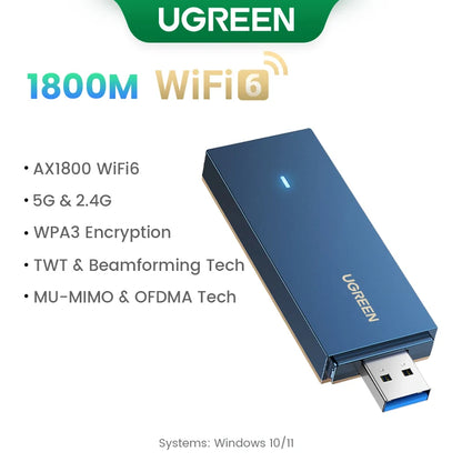 UGREEN WiFi Adapter WiFi6 AX900 AX1800 5G&2.4G Dual Band Dongle for PC Laptop Wifi Antenna USB Ethernet Receiver Network Adapter