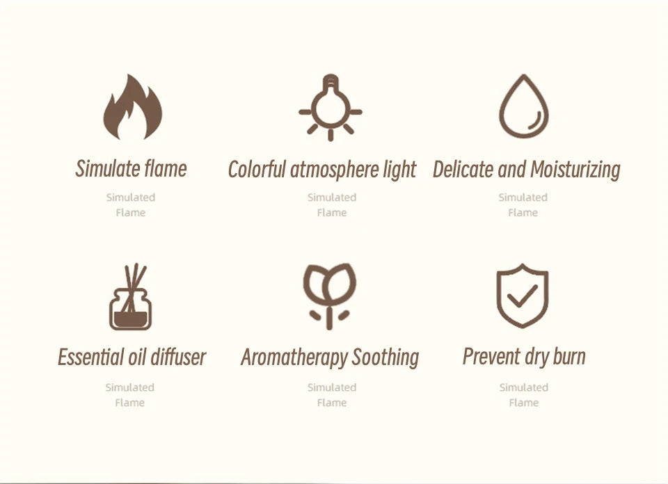 New 7 Colors Flame Lamp Air Humidifier Aromatherapy Diffuser USB Ultrasonic Cold Mist Sprayer Essential Oil Diffuser Humidifier