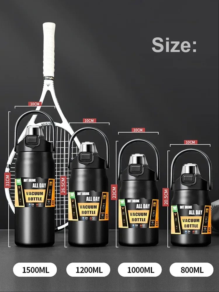 Outdoor Thermos Portable 304 Stainless Steel Thermal Mug, Vacuum Flask Cold & Hot Sports Water Bottle with Straw