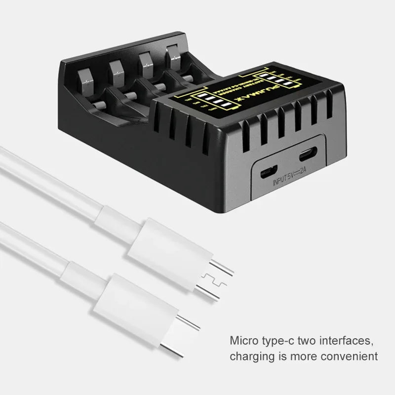 4 Slots Battery Charger Intelligent Fast USB Charger for AAA/AA Rechargeable Ni-MH/Ni-Cd Batteries with LED Indicator Charger