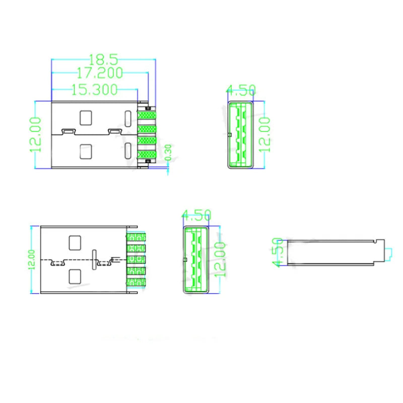 5/10pcs USB 3.0 Welding Wire Type A Male Plug Connector High-speed Data Transmission USB3.0 Jack Charging Socket Solder DIY