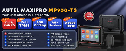 Autel MaxiPRO MP900TS OBD2 Scanner TPMS Diagnostic Tool ECU Coding, Active Test, 40+ Services, CAN FD&DOIP Upgraded of MK808S-TS