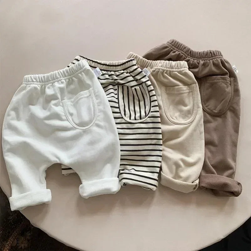 2025Spring Autumn New Baby PP Pants 1-5Y Boys Girls Cotton Striped Loose Harem Trousers Toddler Daily Infant Wear Kids Clothing