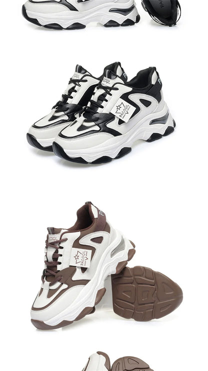 Spring Height Increasing Round toe Versatile Women Platform Causal Shoes Fashion Breathable Sport Designer Sneaker