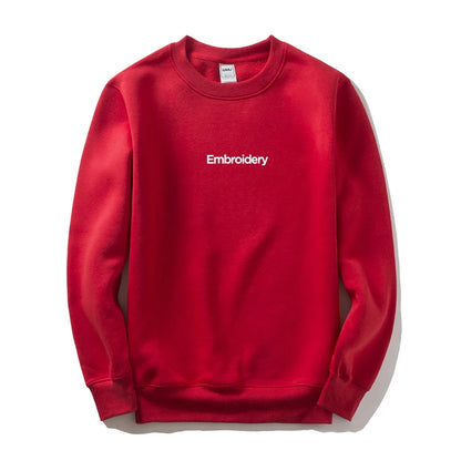Custom Embroidery Cotton Sweatshirt Customized Brand Design Company Logo Text Men Women Thick Fleece Warm Quality Clothes 350gsm
