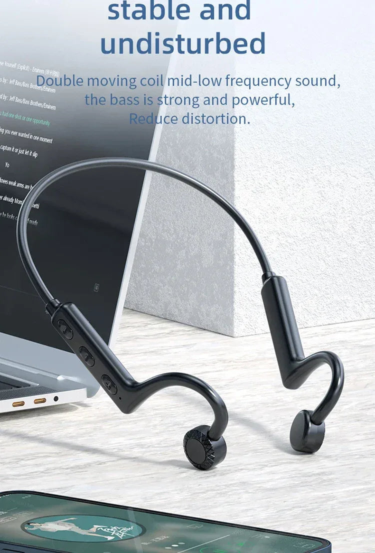 KS-19 Bone Conduction Headphones Bluetooth V5.1 Wireless Headset Sports Neckband Earphones Ear Hook For Workouts Running Driving
