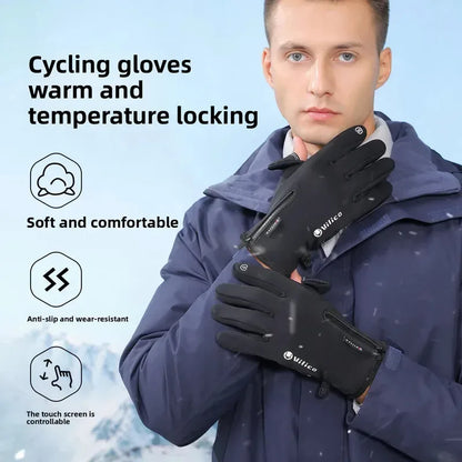 Vilico Warm Touchscreen Motorcycle Fishing Gloves Windproof Durable Anti‑Slip Waterproof Breathable for Autumn & Winter Cycling