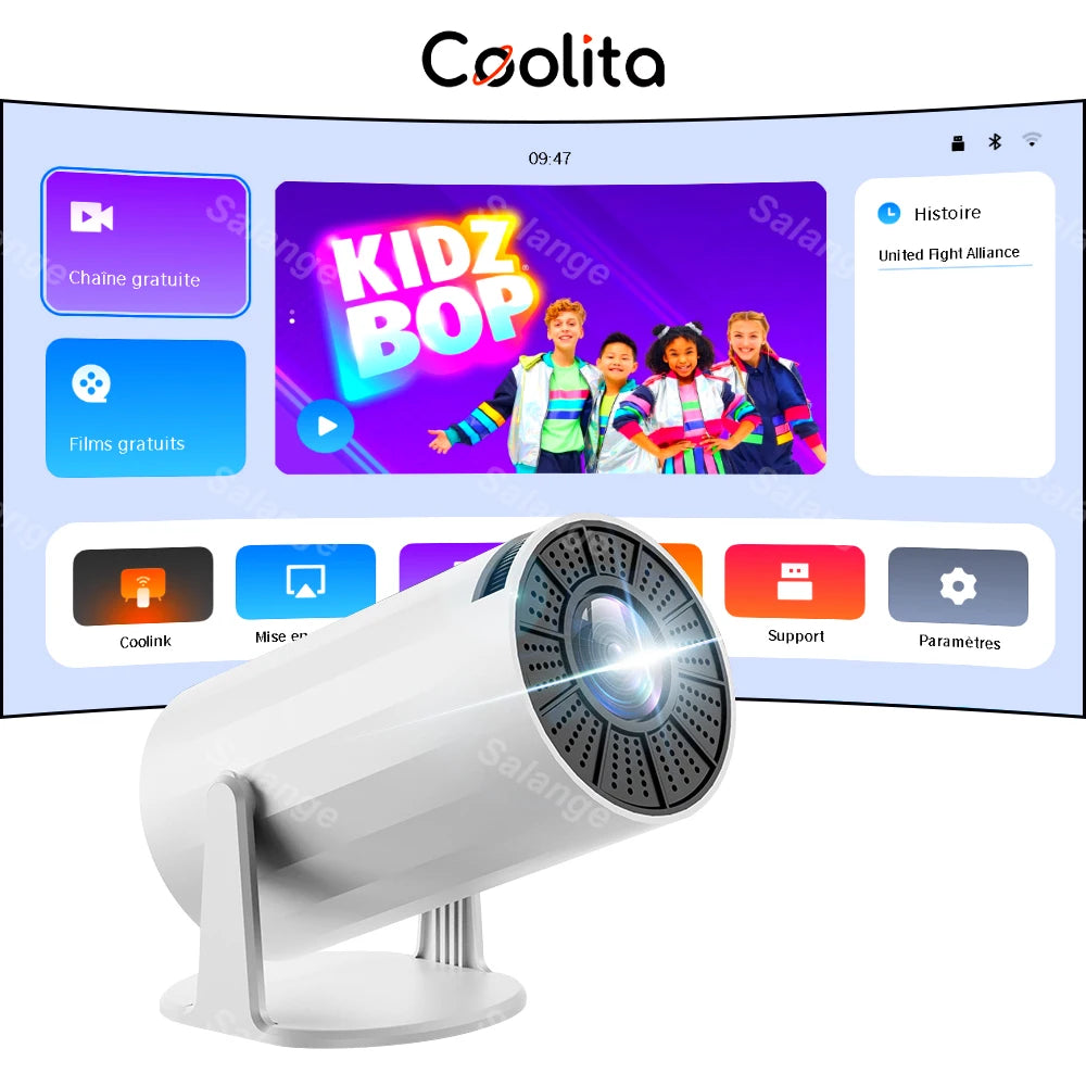 Salange X8Mini Native 720P Android 4K Projector with Lifetime Free TV Channels WiFi6 BT5 Video Projector Coolita OS Home Cinema