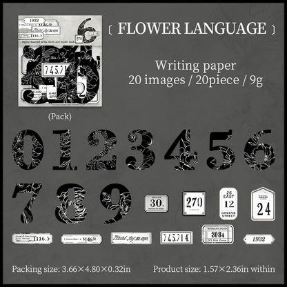 Journal GO 20pcs Creative Hard Card Vintage Numbers Stickers for Photo Frame Scrapbooking Journaling diy Retro Number Sticker
