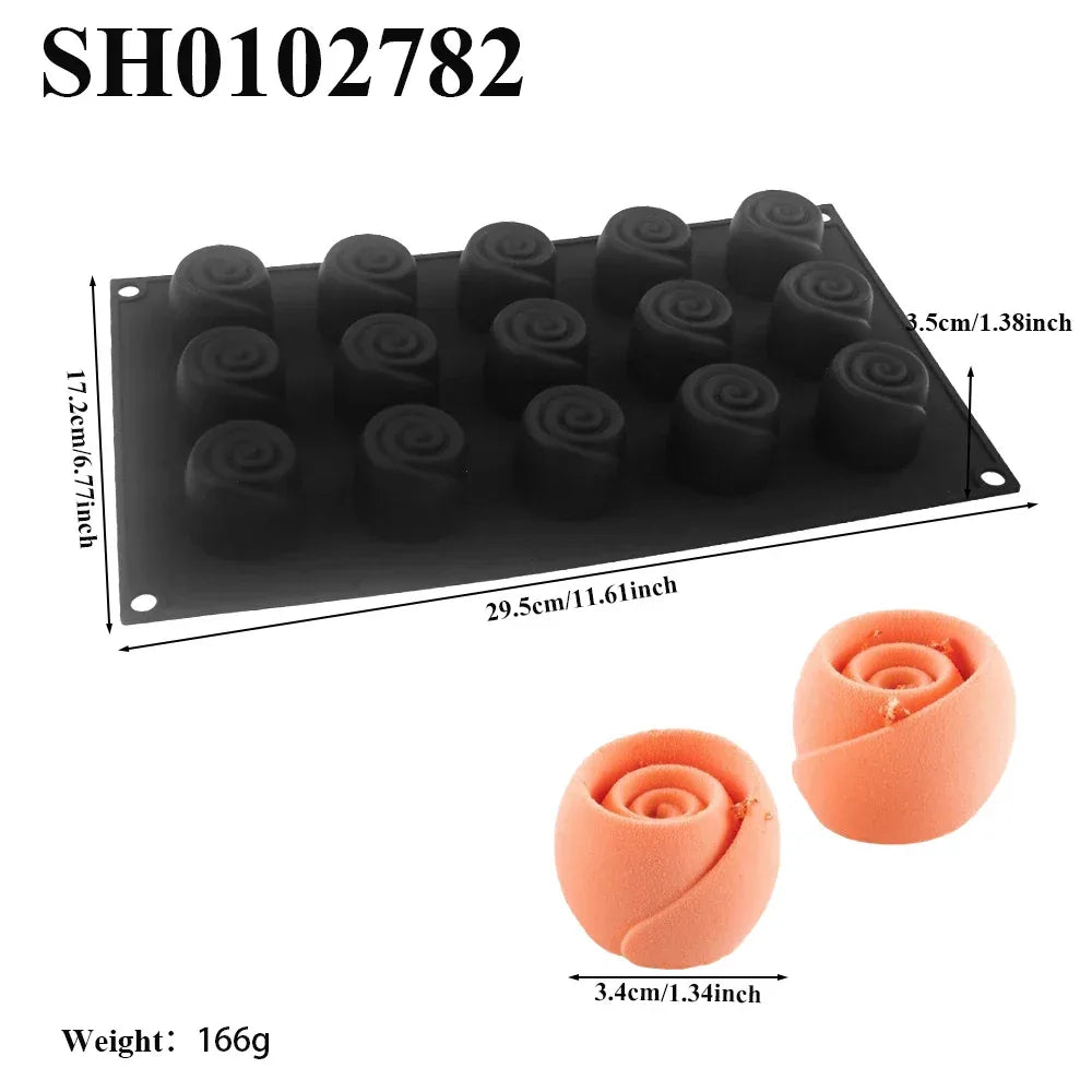 French Mousse Cake Molds Valentine's Day Pastry Baking Tools Rose Bud Design Silicone Cake Moulds Food Grade Kitchen Bakeware