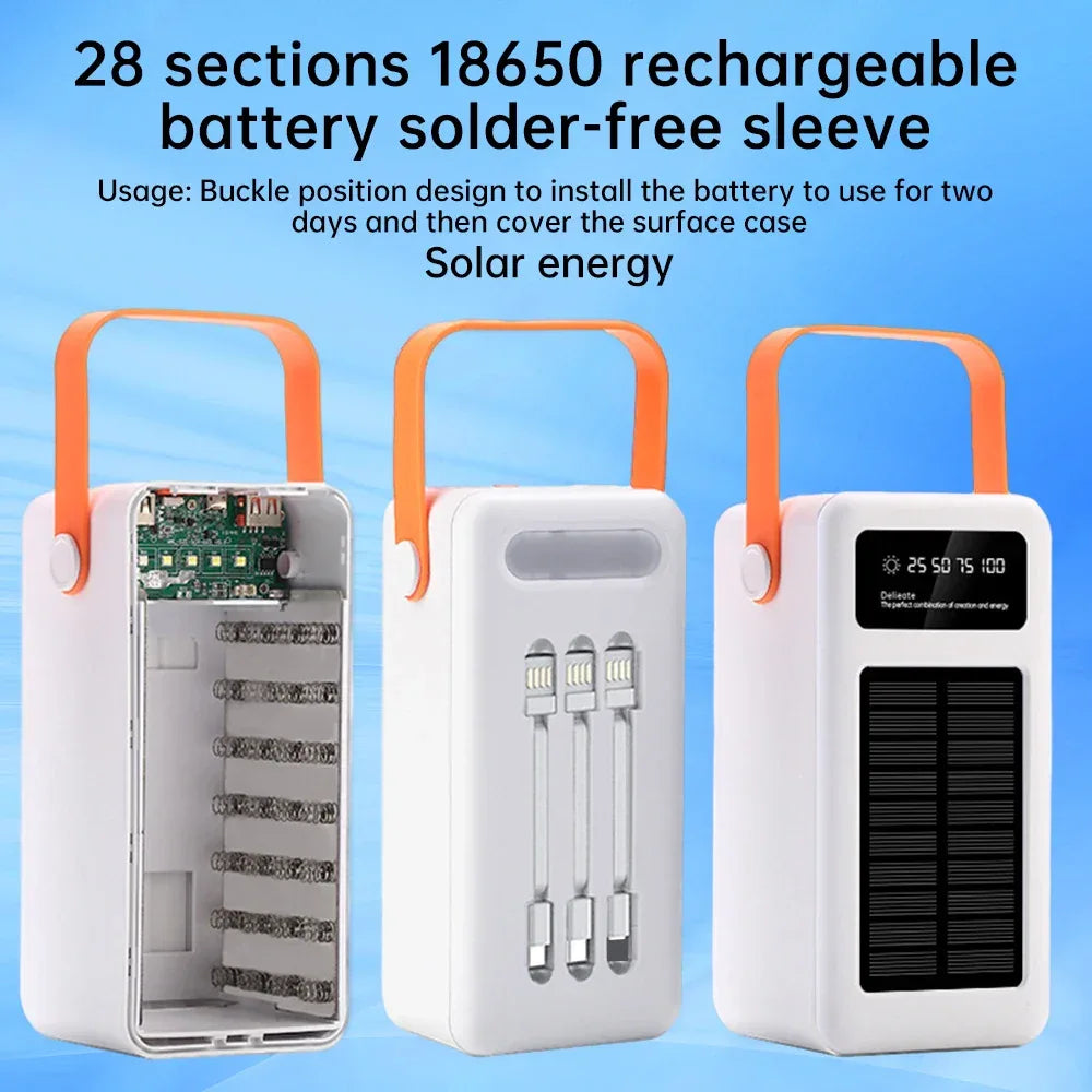 28 Solar 18650 Flat Head Battery Power Bank Welding Free Kit 22.5W Fast Charging Mobile Power Kit Easy Assembly