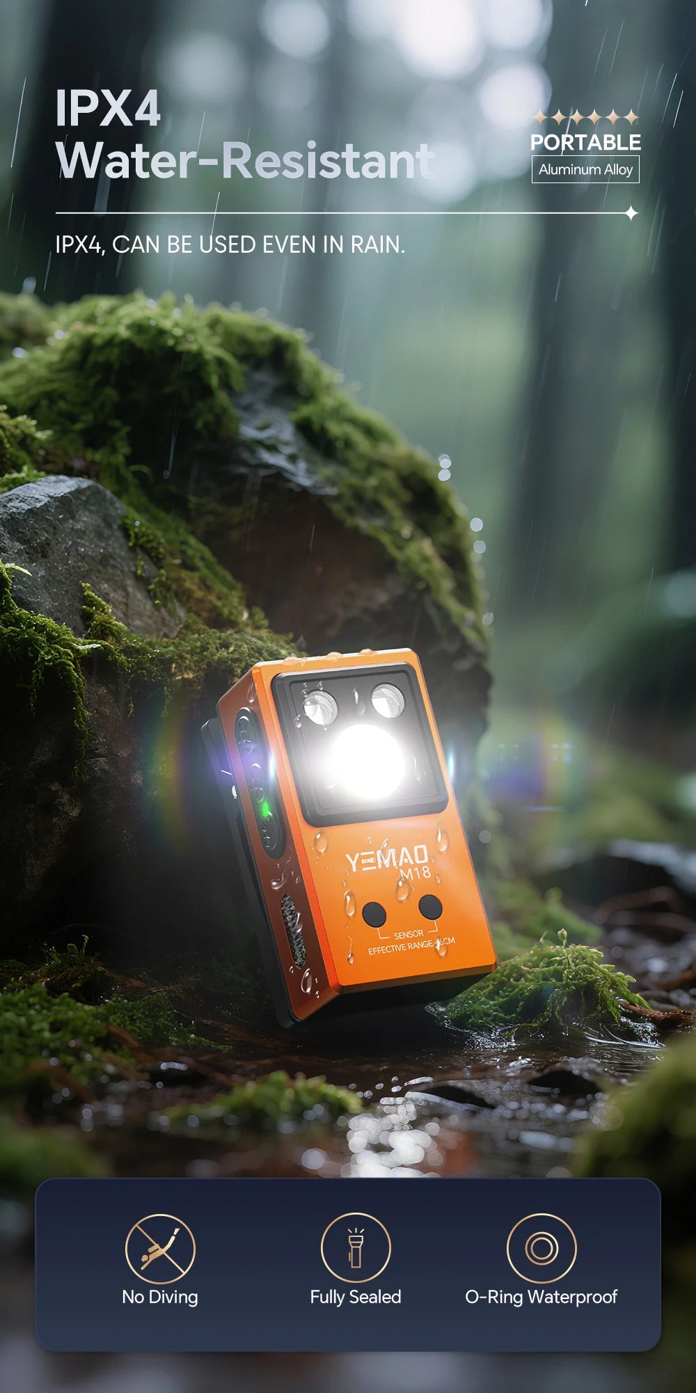 YEMAO M18 270LM Clip Pocket Flashlight 7 Color RGB Built-in 500mAh Battery Rechargeable 6 Light EDC Magnetic Sensor Lamp UVLight