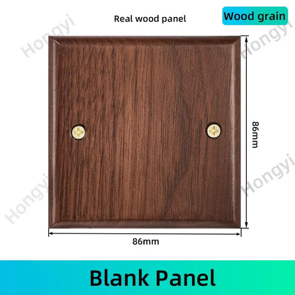 Black walnut retro European retro wall lamp switch socket, solid wood brass toggle switch board 1-4Gang 2Way antique home switch