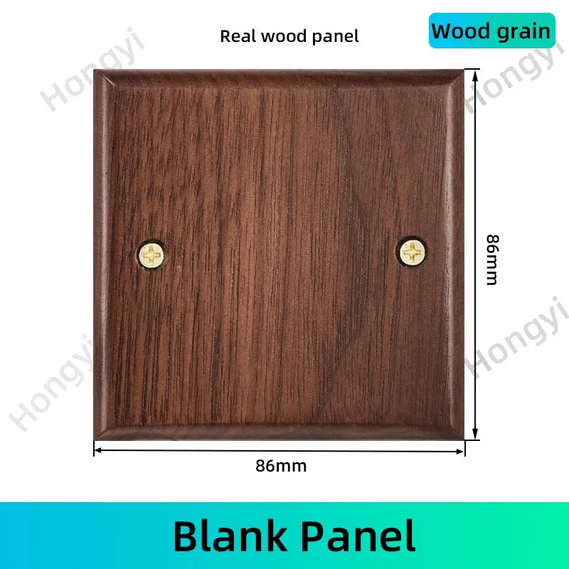 Black walnut retro European retro wall lamp switch socket, solid wood brass toggle switch board 1-4Gang 2Way antique home switch
