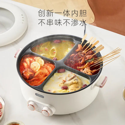 Mandarin duck electric hot pot four-square box multi-functional household 6L large-capacity electric cooking pot new model