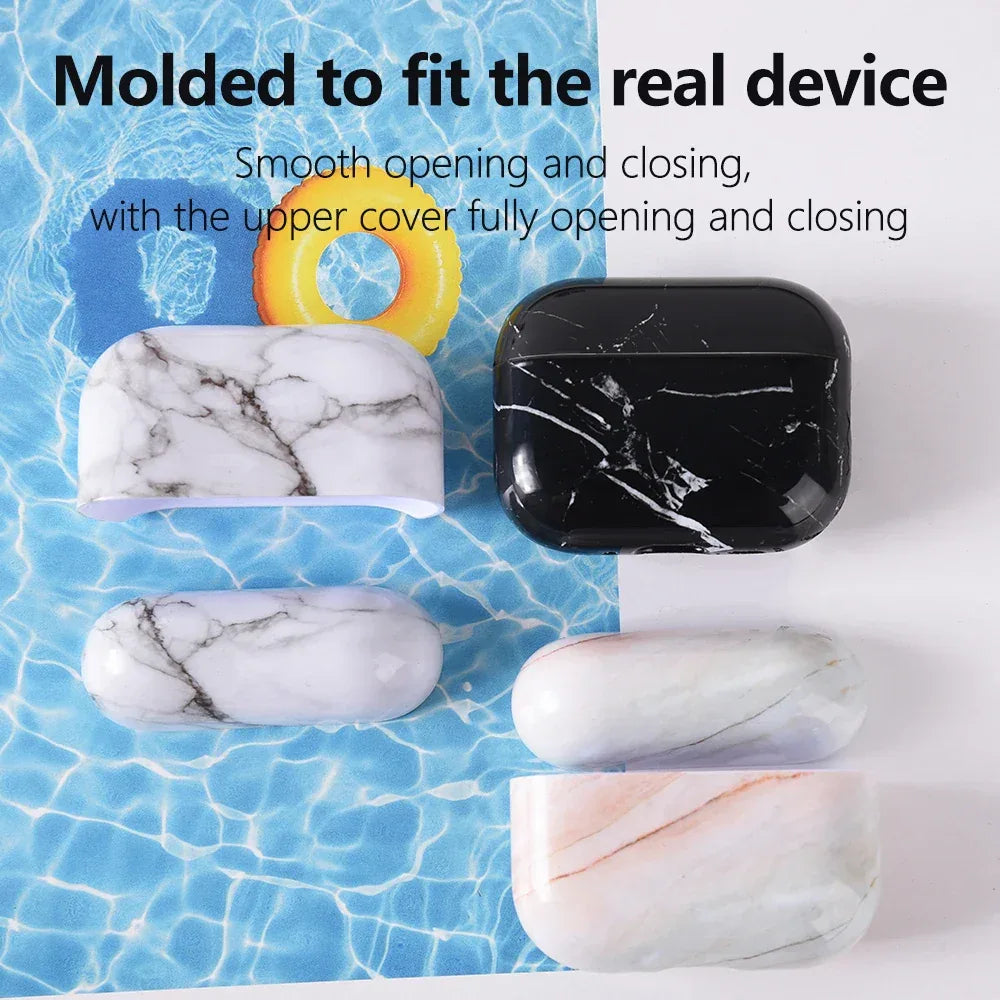 Marble Pattern Case For Apple Airpods Pro 3 Generation 2025 Hard PC Cover For AirPods 4 3 1 2 Pro2 Marble Protective Case Fundas