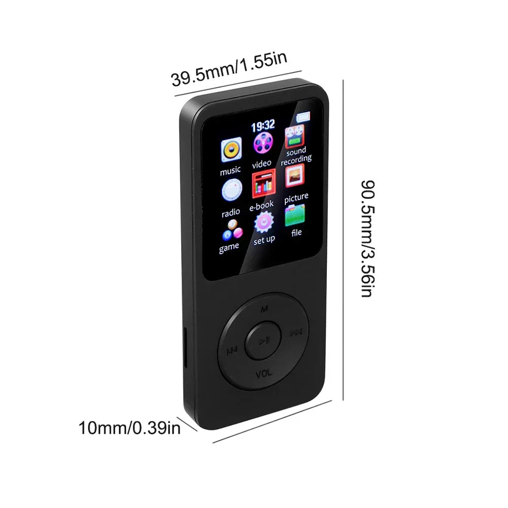MP3 MP4 Player Bluetooth-Compatible5.0 Sports MP3 Player 1.8in Color Screen Music Stereo Player Gift for Kid